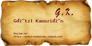 Götzl Kasszián névjegykártya
